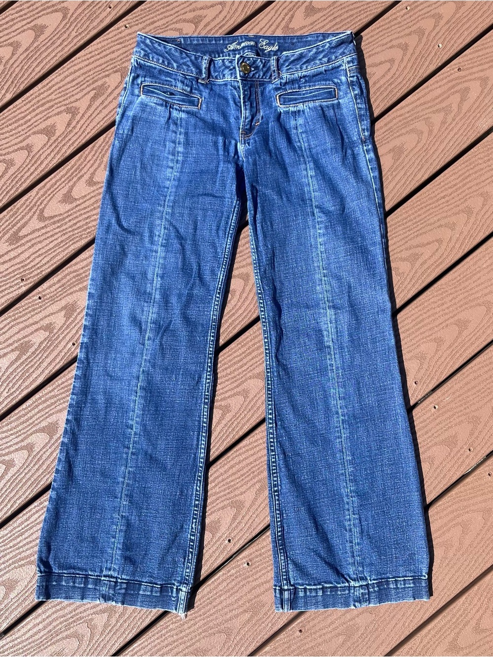 American Eagle Vintage Y2K Low Rise Hipster Dark Wash Wise Leg Jeans size 8